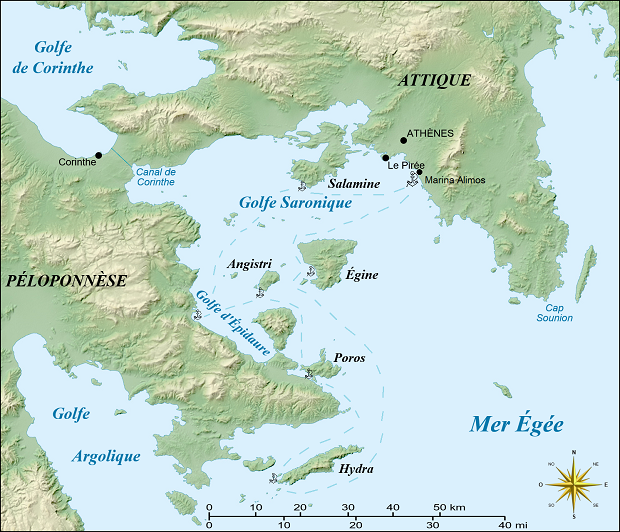 mapka wyspy sarońskie